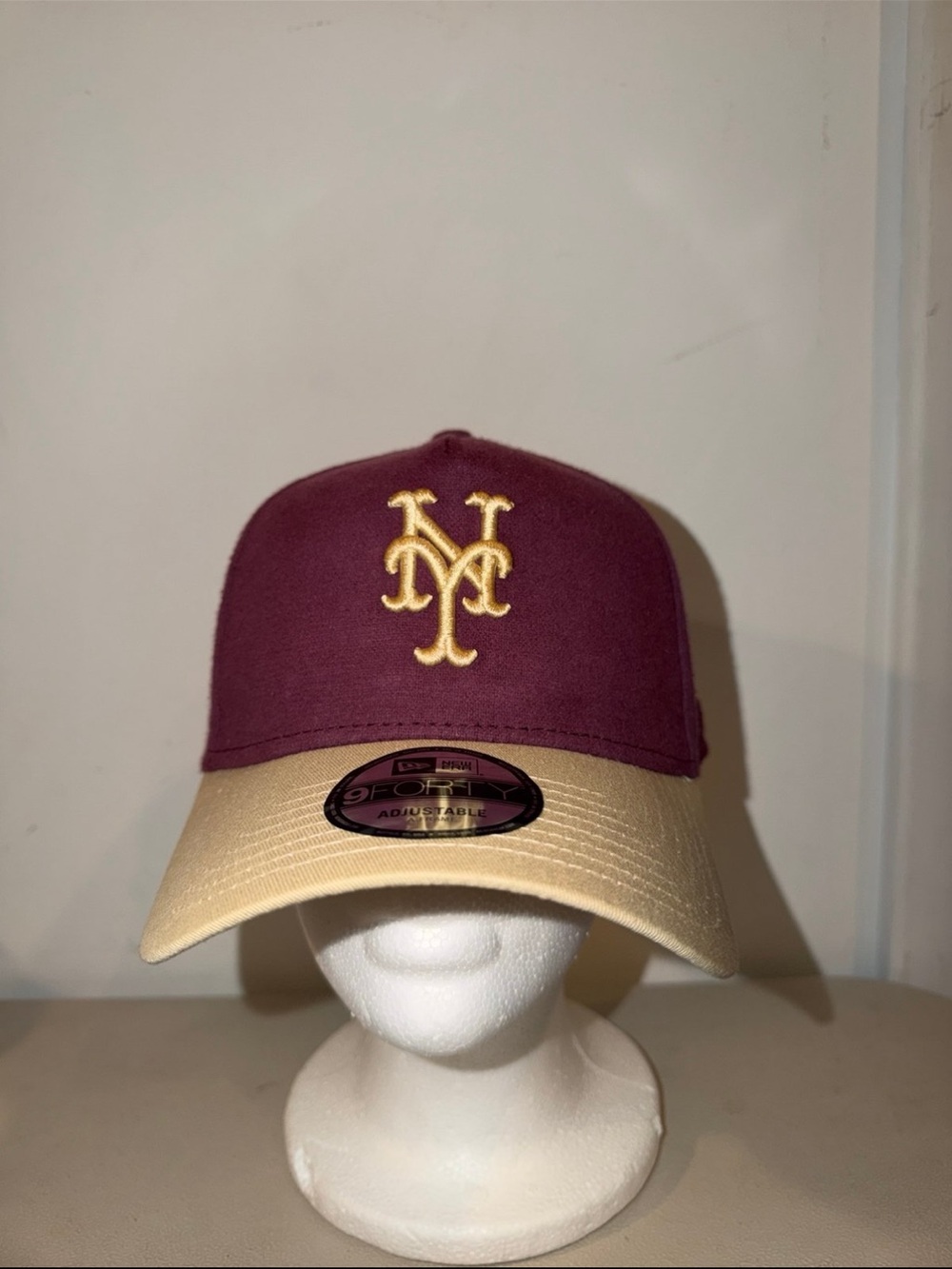 New York Mets New Era Maroon Moleskin Crown A Frame Adjustable Hat (NWTS)